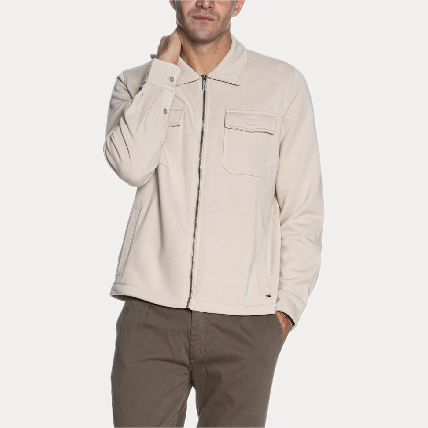 MARK UP - FELPA UOMO BEIGE CON TASCHE FRONTALI E ZIP