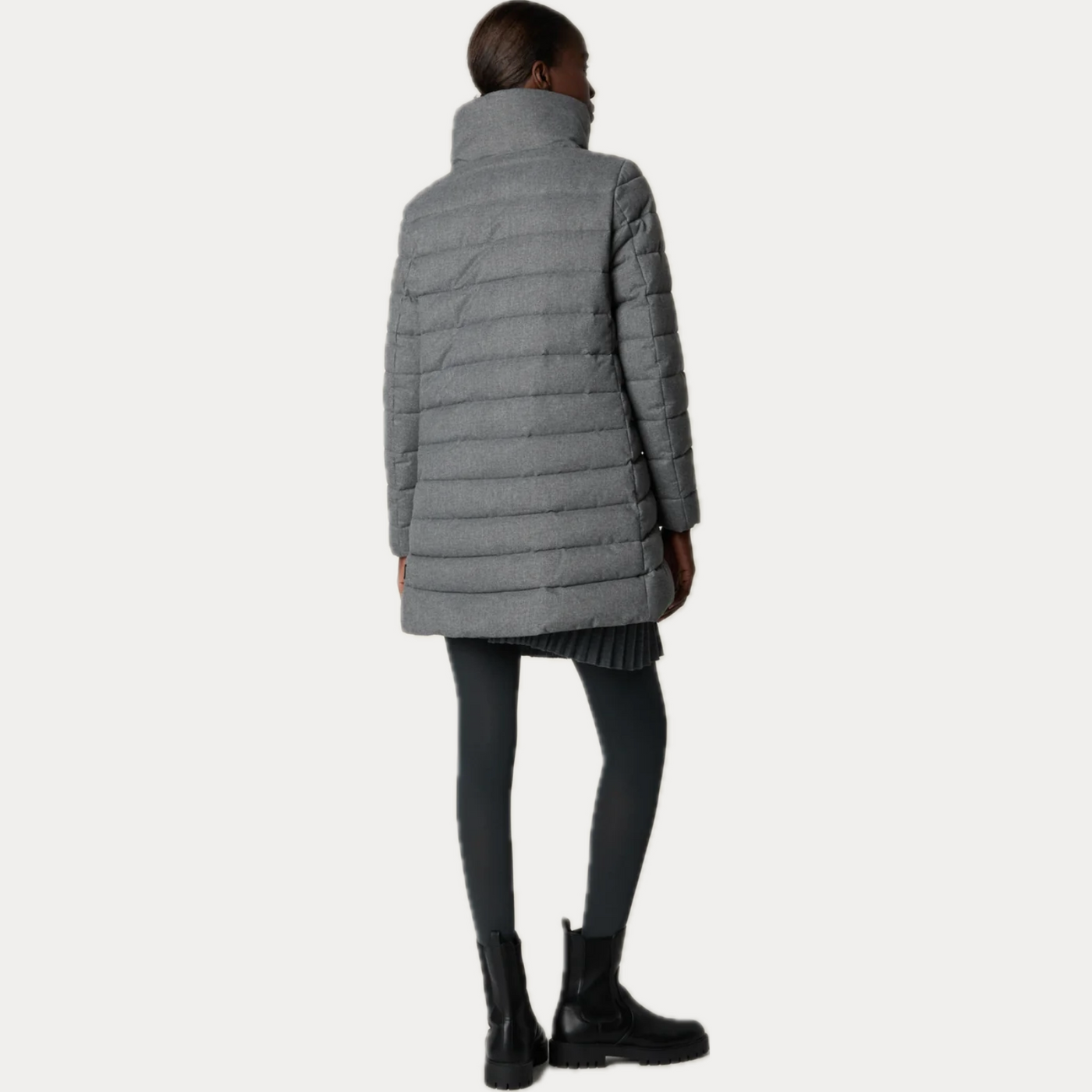 SAVE THE DUCK - PIUMINO DONNA GRIGIO CON COLLO ALTO JUNE