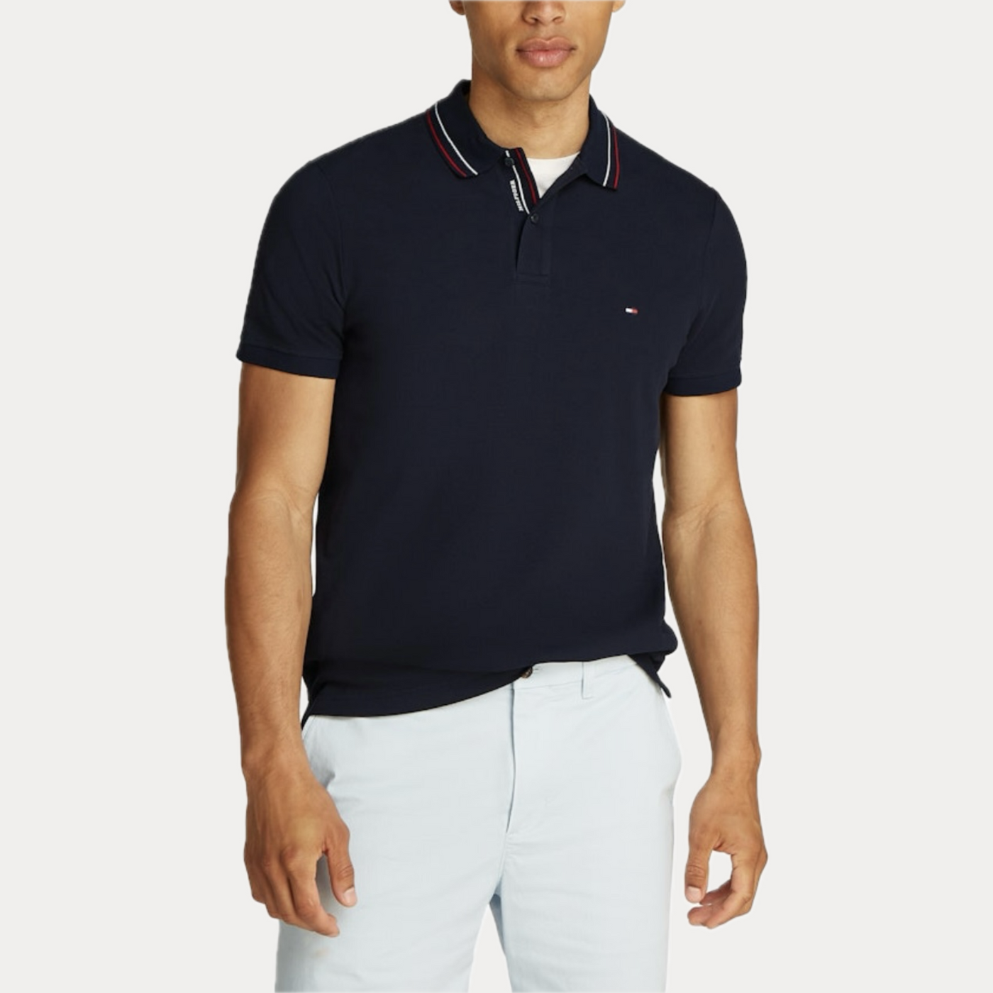 TOMMY HILFIGER - POLO UOMO BLU RELUGAR FIT CON DETTAGLI A CONTRASTO