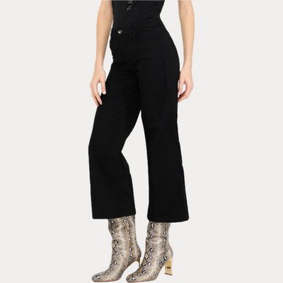 LIUJO - JEANS DONNA NERO FLARE CROPPED