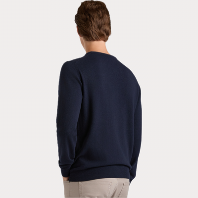 HARMONT & BLAINE - PULLOVER UOMO BLU GIROCOLLO IN MISTO LANA E CASHMERE
