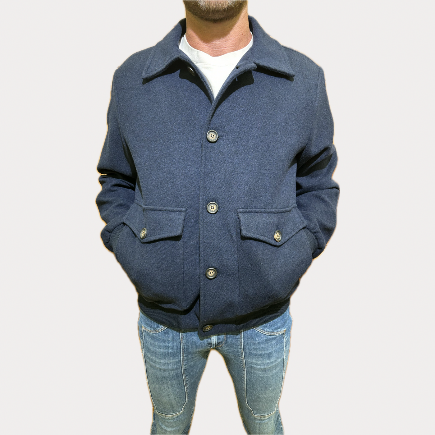 RENAVINE - GIUBBOTTO UOMO NAVY CON INTERNO CHECK