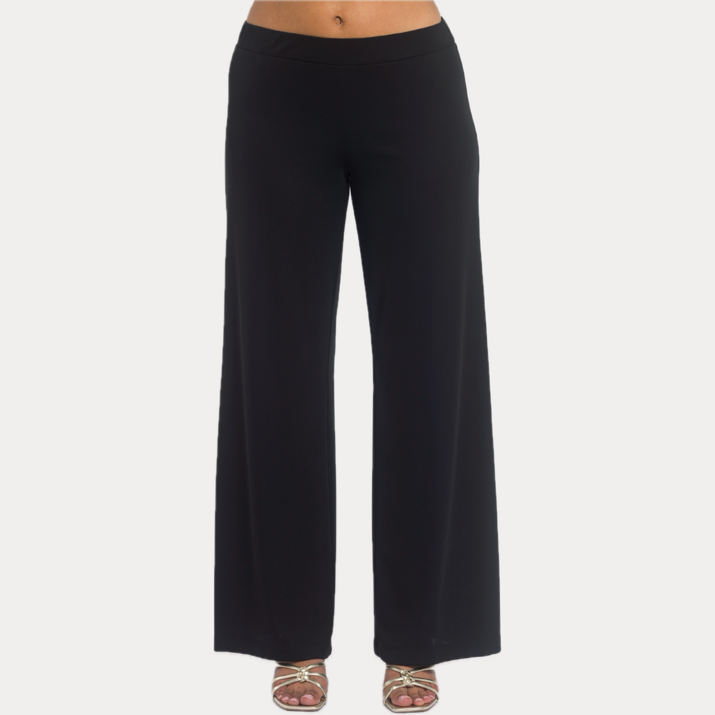 GAIA LIFE - PANTALONE DONNA NERO PALAZZO IN JERSEY