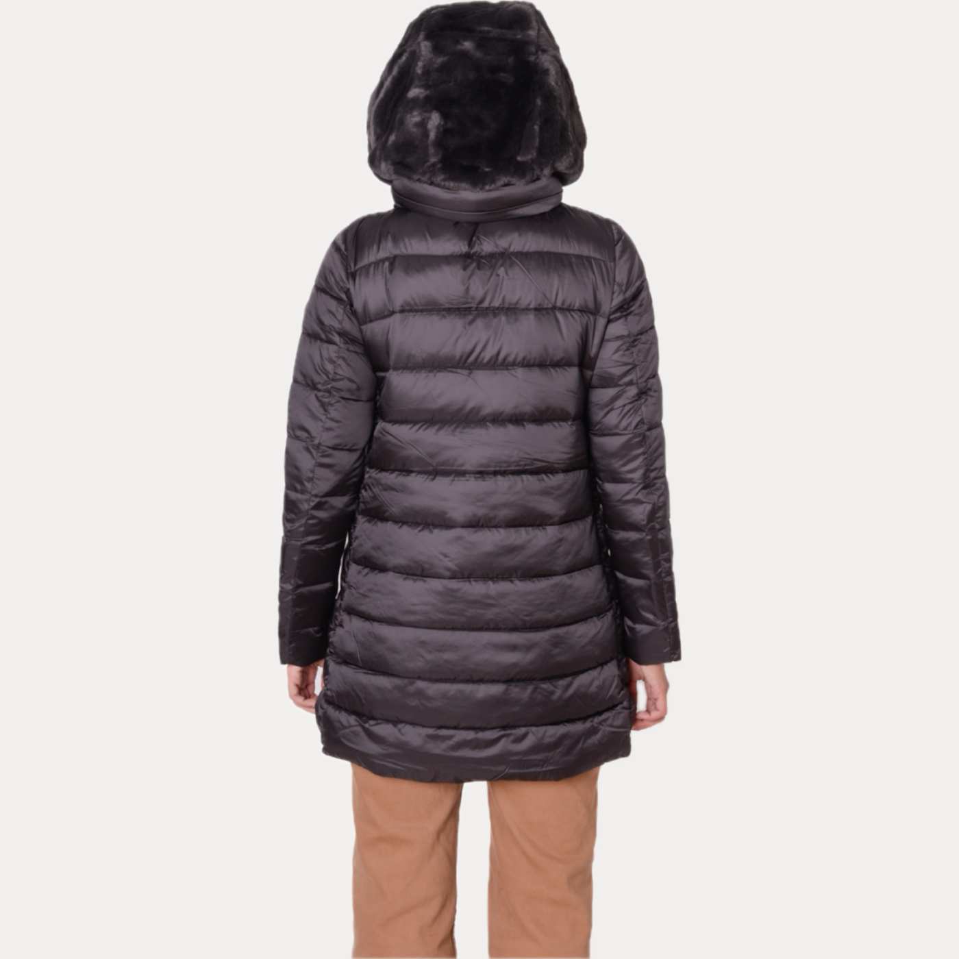 SAVE THE DUCK - PIUMINO DONNA MORO CON INSERTO IN ECOPELLICCIA