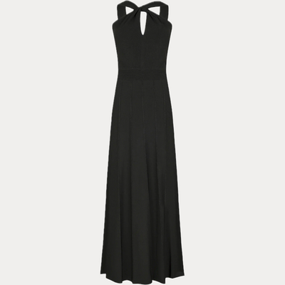 D.EXTERIOR - ABITO DONNA NERO CON SCOLLO ANNODATO