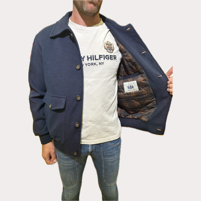 RENAVINE - GIUBBOTTO UOMO NAVY CON INTERNO CHECK