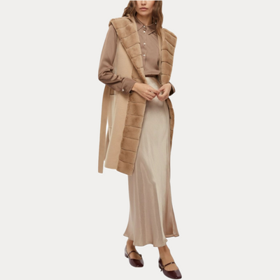 EMME MARELLA - GILET DONNA BEIGE FORMOSA CON CINTURA