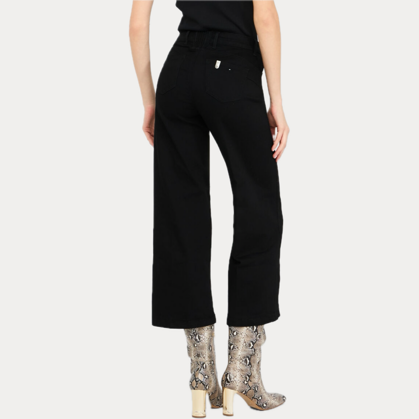 LIUJO - JEANS DONNA NERO FLARE CROPPED