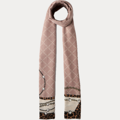 LIUJO - STOLA DONNA CON STAMPA ANIMALIER E PERLE