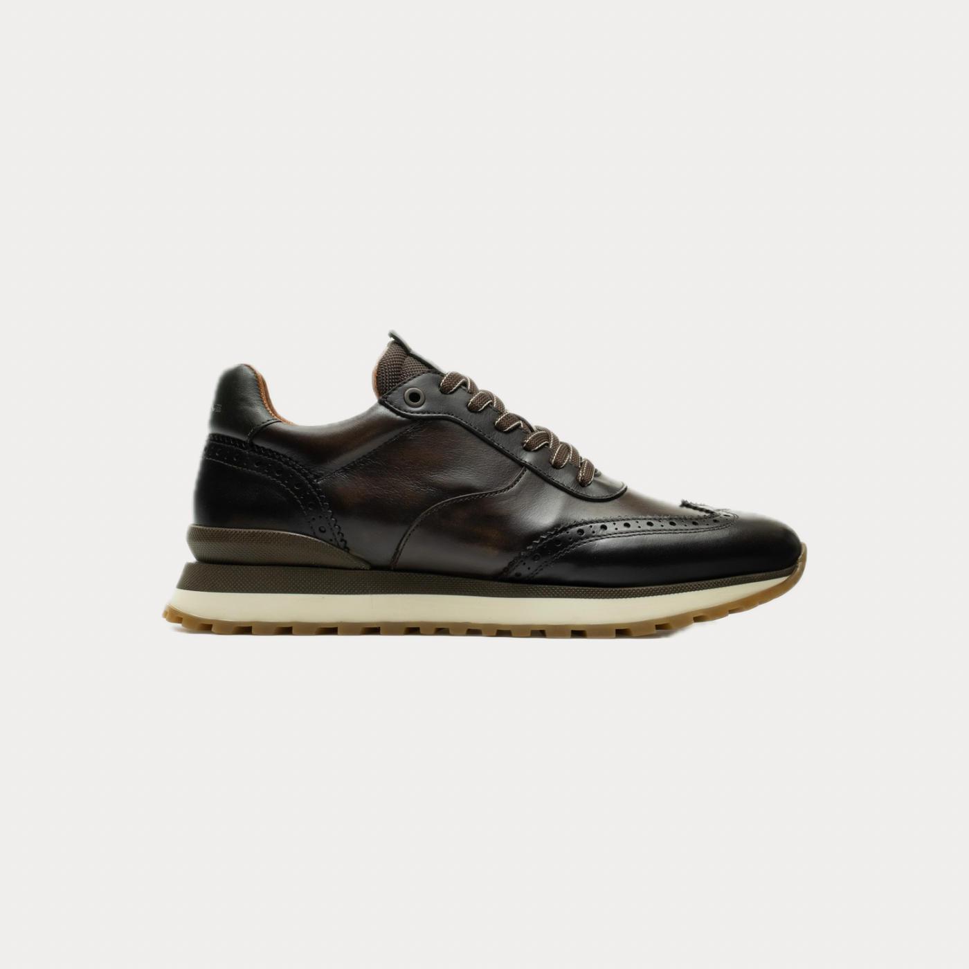 AMBITIOUS -  SNEAKERS UOMO BROGUE RUNNER TESTA DI MORO
