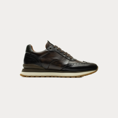 AMBITIOUS -  SNEAKERS UOMO BROGUE RUNNER TESTA DI MORO