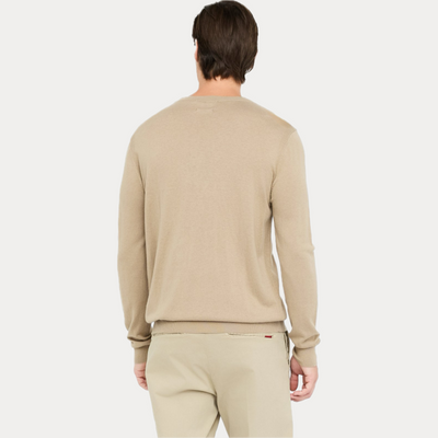 LIUJO - GIROCOLLO UOMO BEIGE MISTO COTONE E SETA