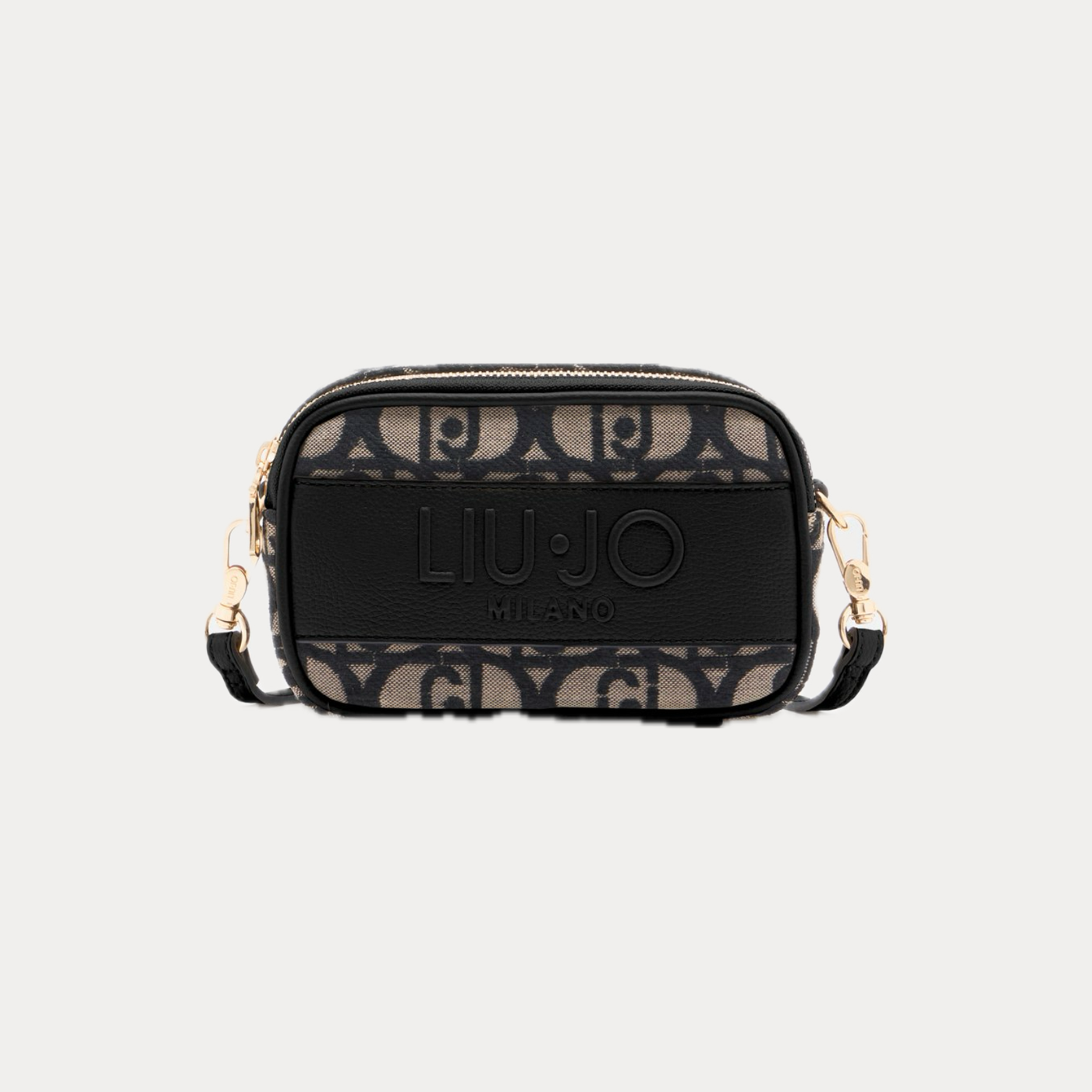 LIUJO - BORSA DONNA NERA A TRACOLLA PICCOLA JACQUARD