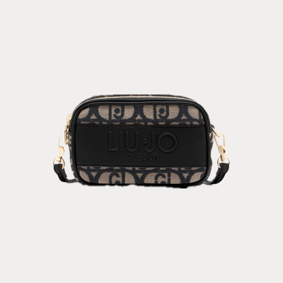 LIUJO - BORSA DONNA NERA A TRACOLLA PICCOLA JACQUARD
