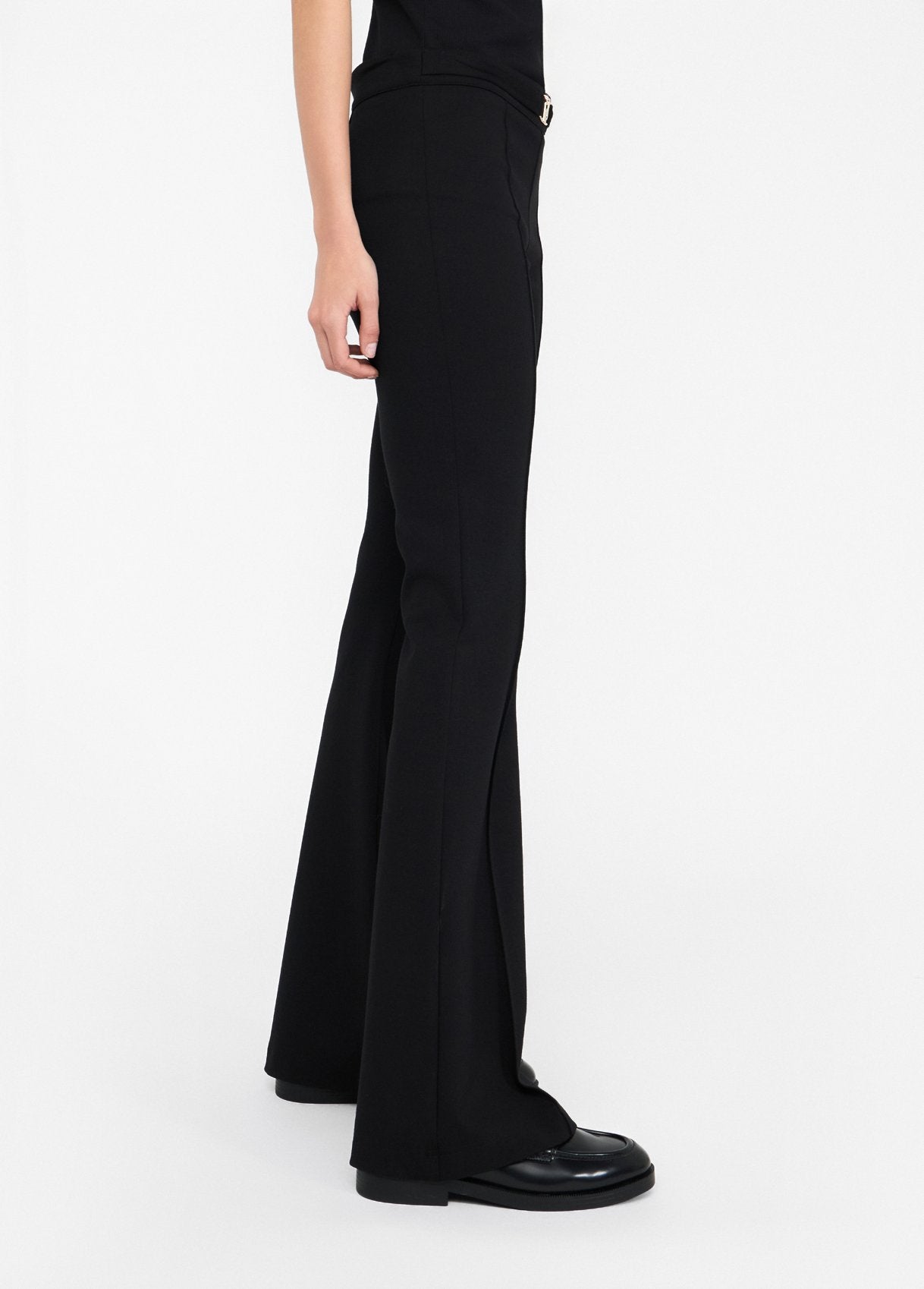 LIUJO - PANTALONE DONNA NERO FLARE CON CINTURA