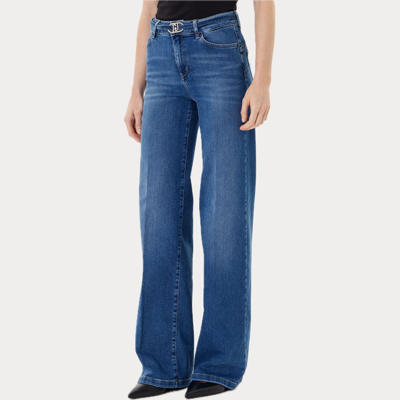 LIUJO - JEANS DONNA BLU REGULAR FIT CON CINTURINA