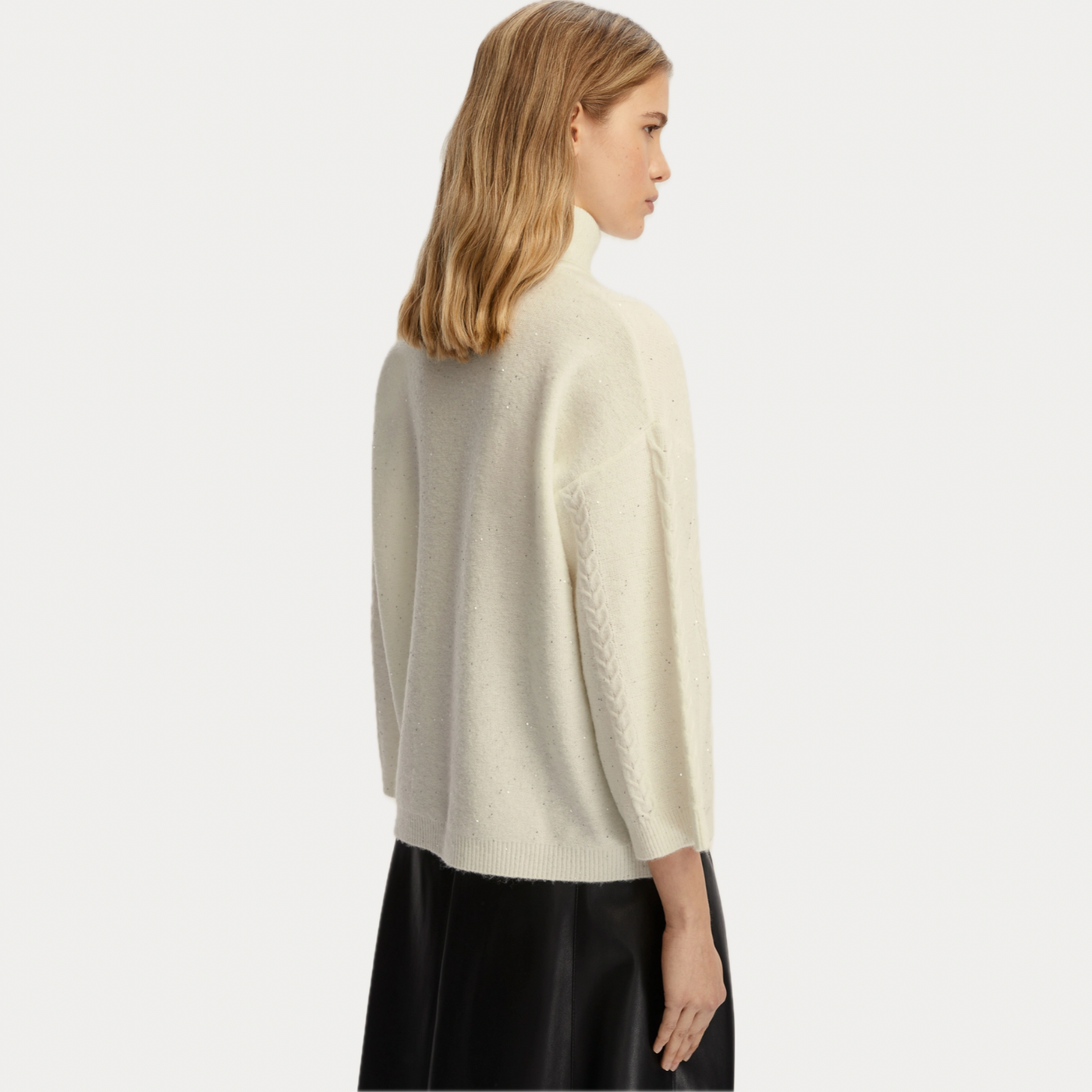 EMME MARELLA - MAGLIA DONNA PANNA COLLO ALTO CON PAILLETTE