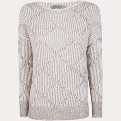 D.EXTERIOR - MAGLIA DONNA GESSO IN MISTO LANA E ALPACA