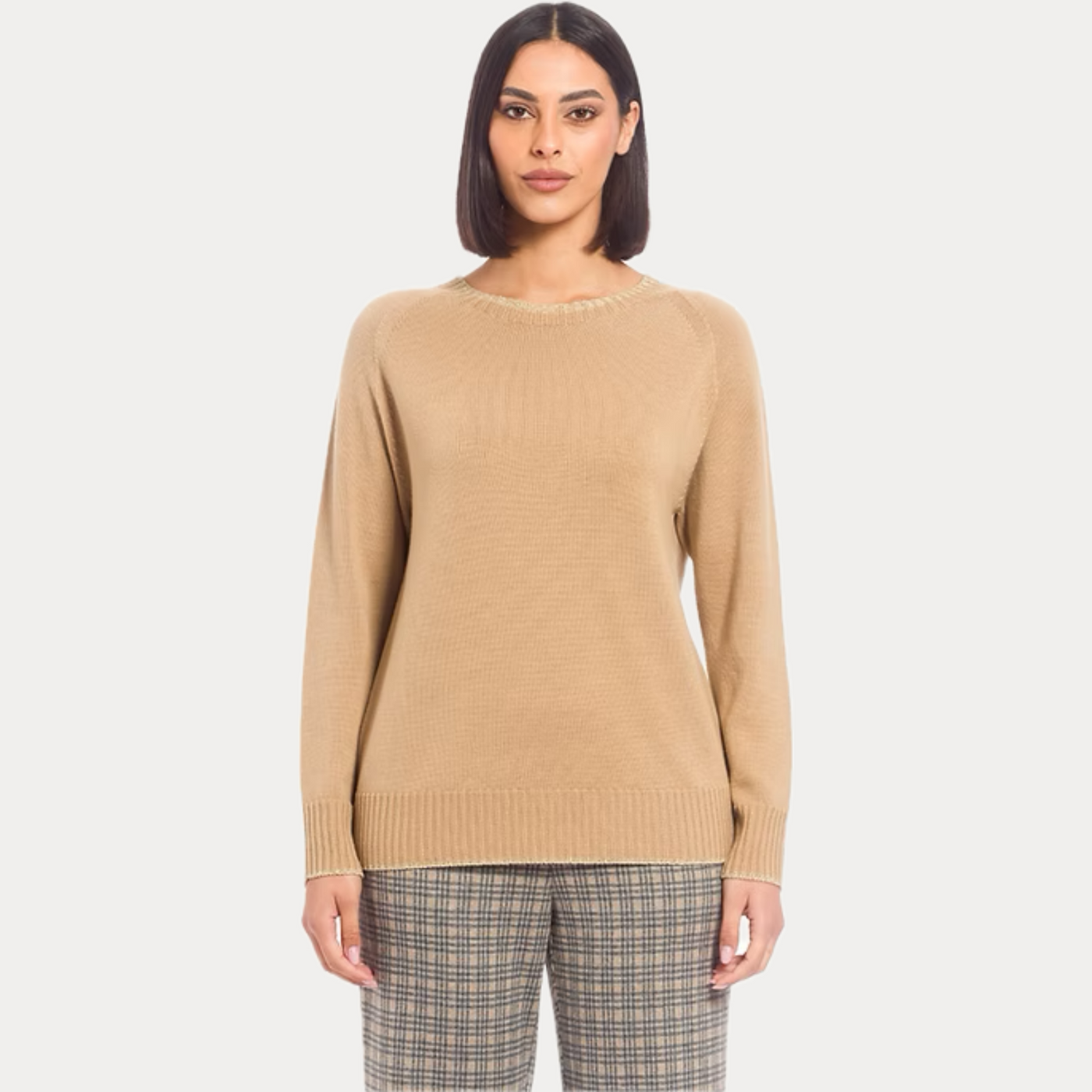 GAIA LIFE - MAGLIA DONNA GIROCOLLO CON BORDATURA A CONTRASTO