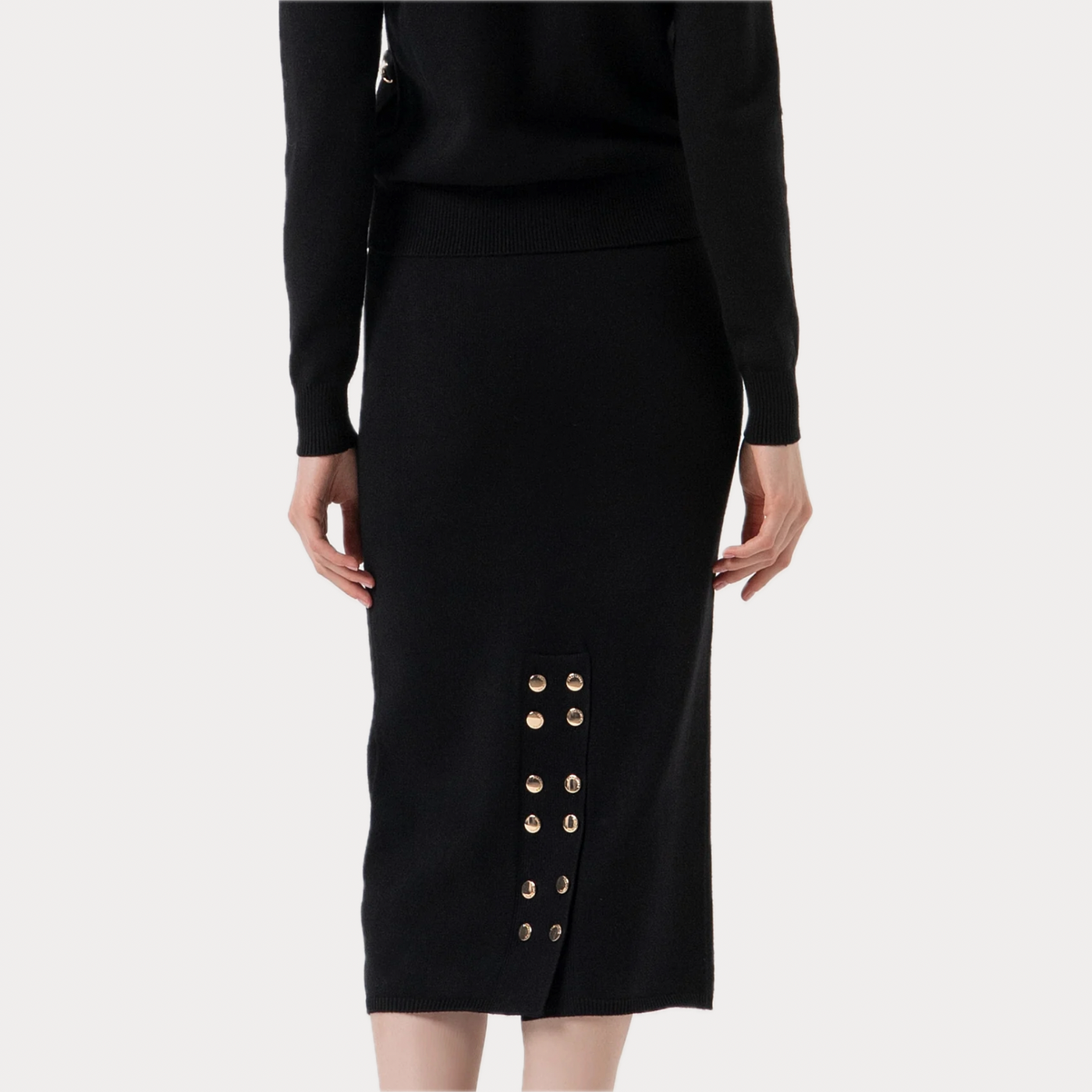 FRACOMINA - GONNA DONNA NERA MIDI IN MAGLIA
