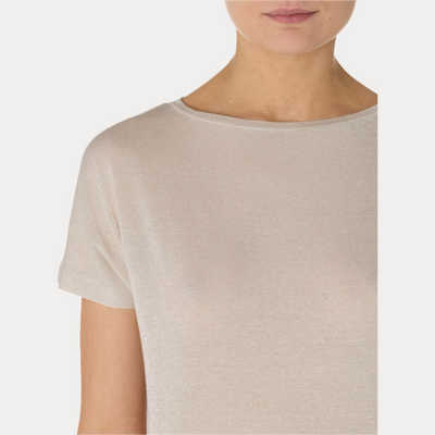 EMME MARELLA - T-SHIRT IN LUREX GIROCOLLO A MANICA CORTA