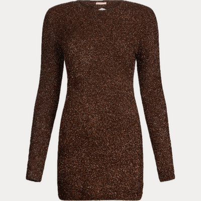 LIUJO - ABITO DONNA RUGGINE IN MAGLIA CON SPALLINE IMBOTTITE