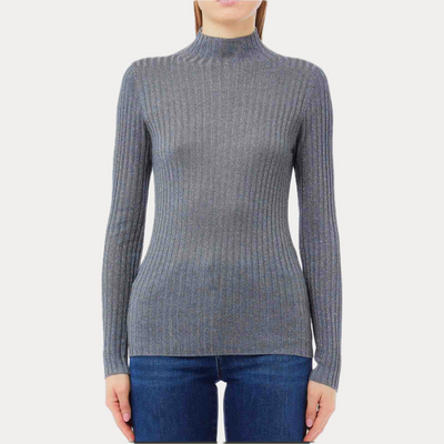 LIUJO - MAGLIA DONNA ARGENTO DOLCEVITA CON LUREX