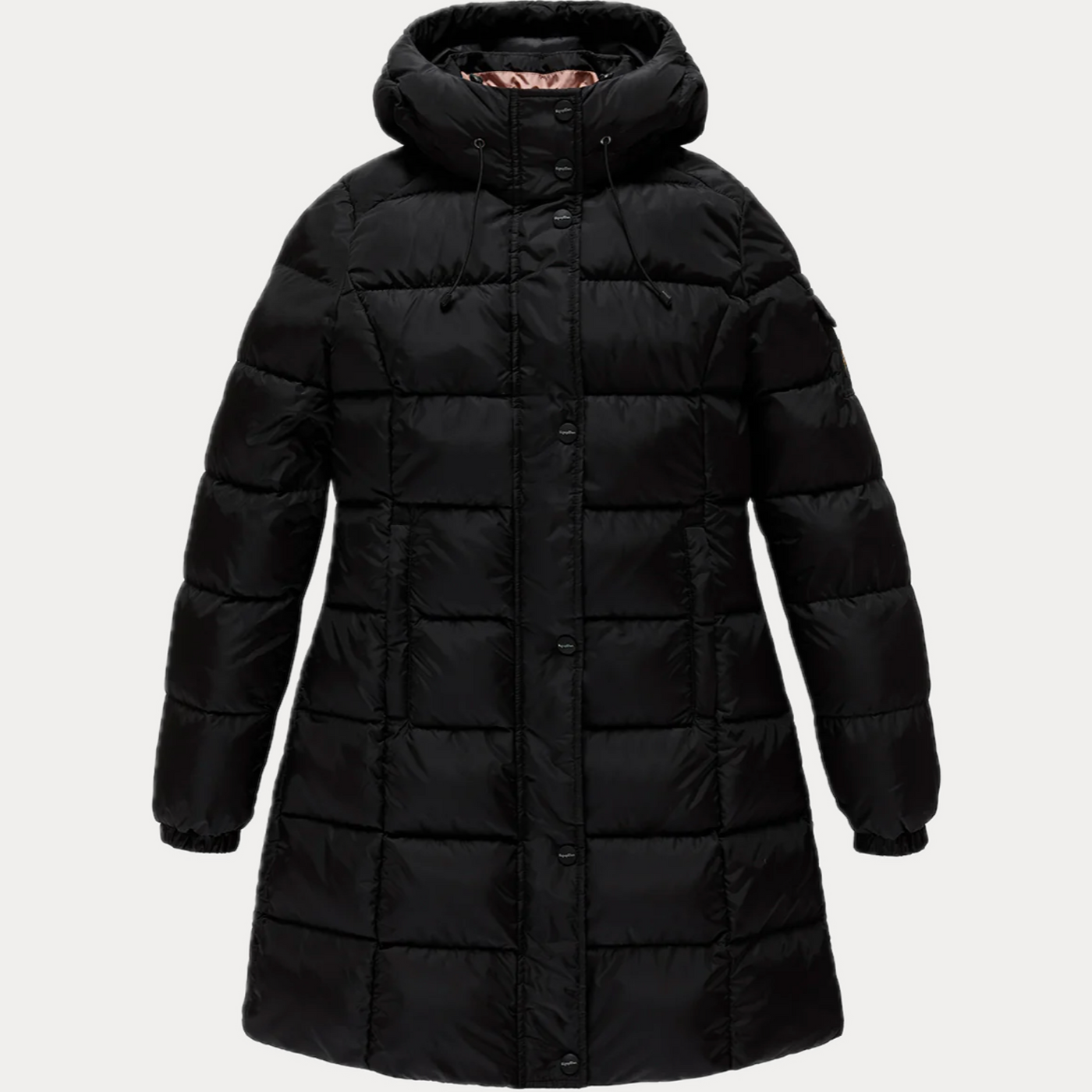 REFRIGWEAR - PIUMINO DONNA NERO 3/4 CON CAPPUCCIO