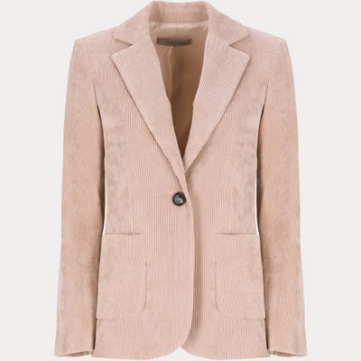 D.EXTERIOR - GIACCA DONNA BEIGE MONOPETTO IN VELLUTO A COSTE