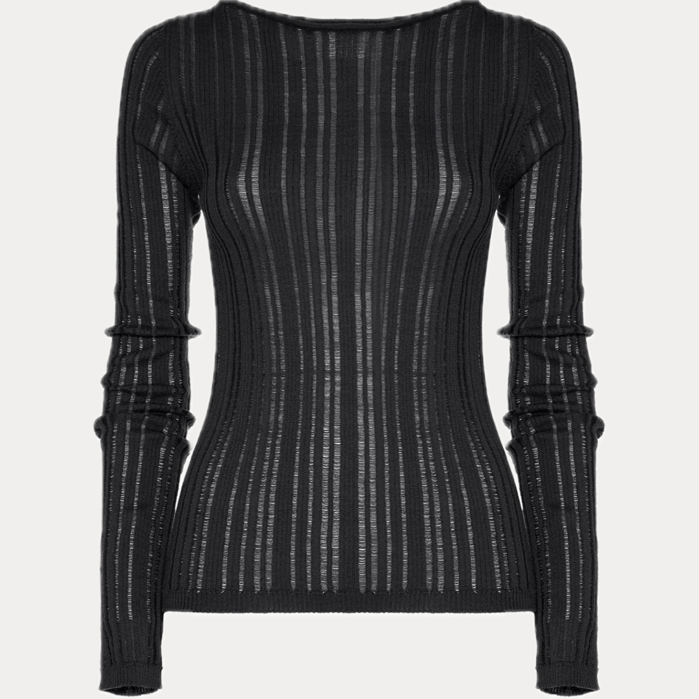 SO ALLURE - MAGLIA DONNA NERA IN MISTO LANA A COSTINE