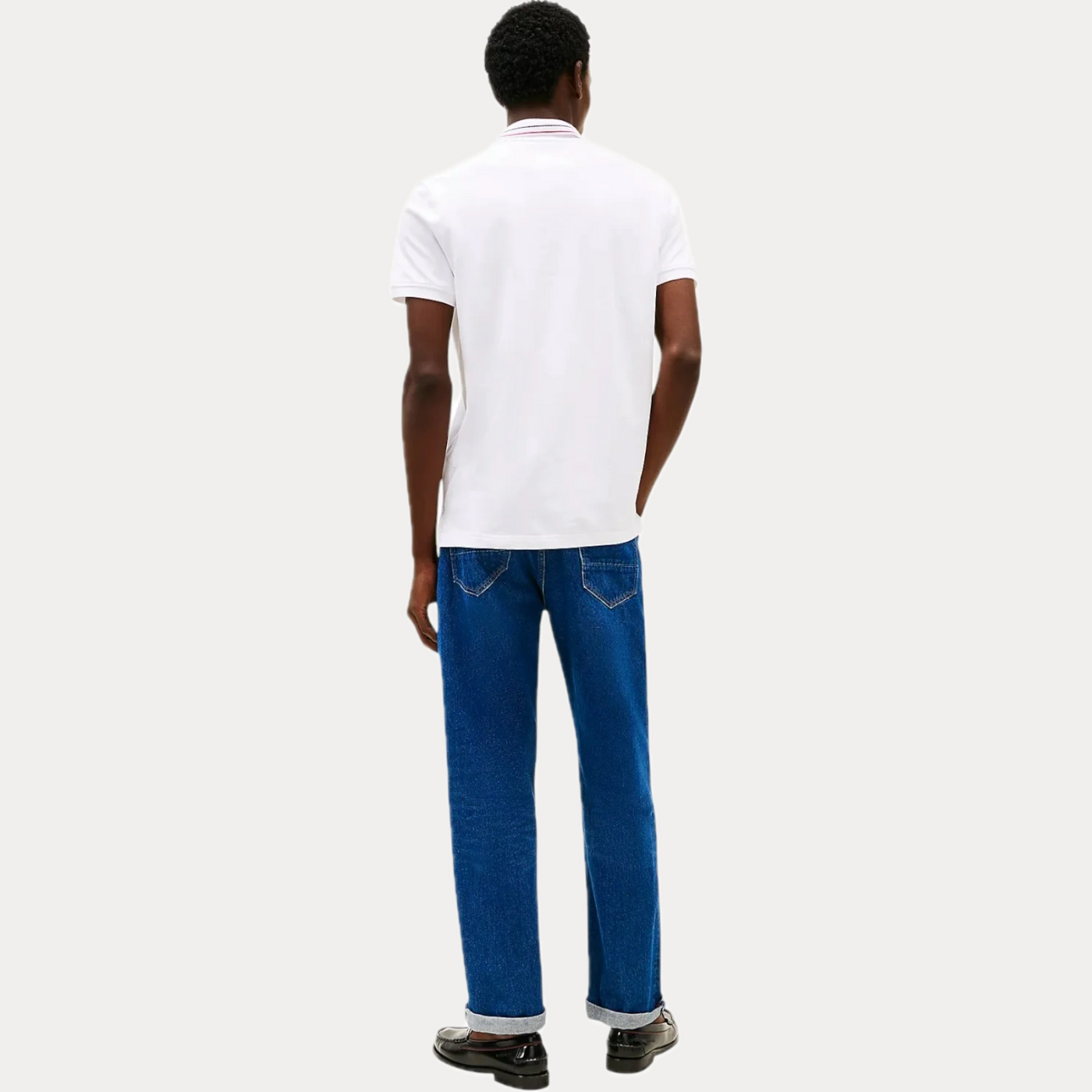 TOMMY HILFIGER - POLO UOMO BIANCA REGULAR FIT CON DETTAGLI A CONTRASTO