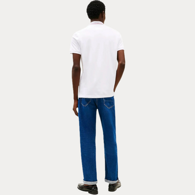 TOMMY HILFIGER - POLO UOMO BIANCA REGULAR FIT CON DETTAGLI A CONTRASTO