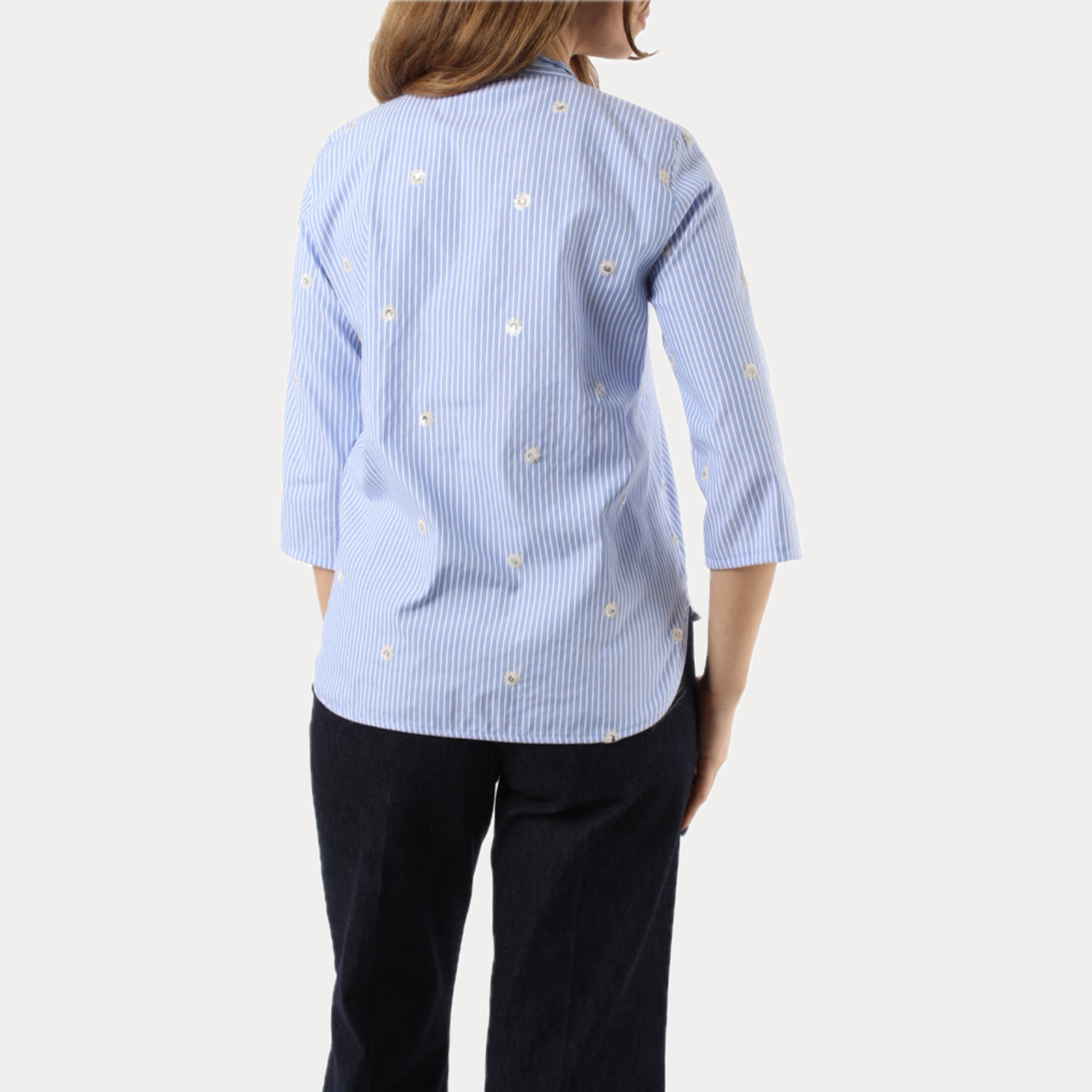 EMME MARELLA - BLUSA DONNA A RIGHE CON APPLICAZIONI E COLLO COREANO