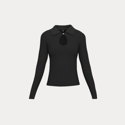 EMME MARELLA - MAGLIA DONNA NERA CON COLLETTO