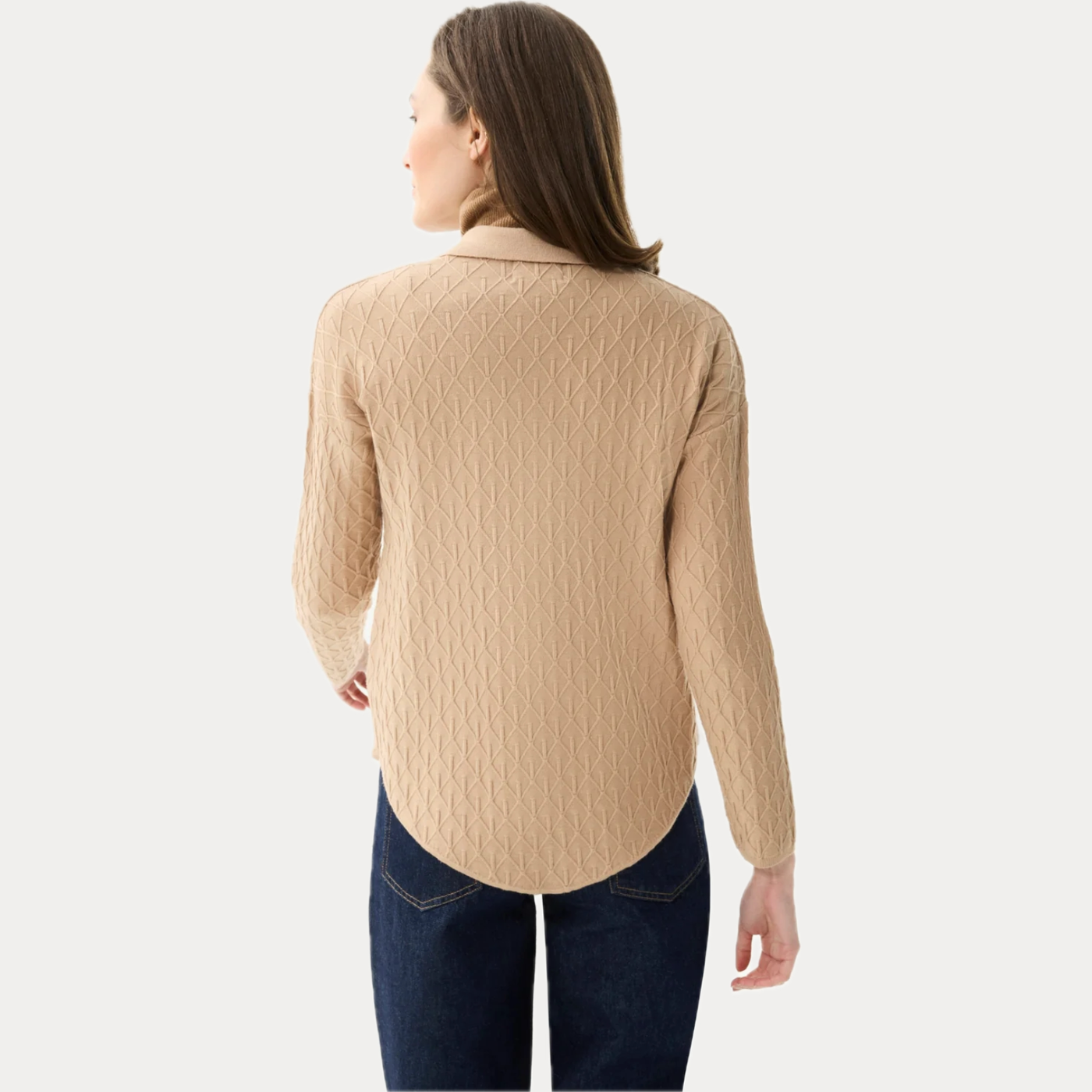 LEO & UGO - MAGLIA DONNA BEIGE CON BOTTONI DORATI EFETTO GIOIELLO