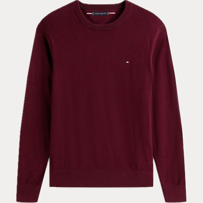 TOMMY HILFIGER - MAGLIA UOMO BORDEAUX GIROCOLLO IN MISTO CASHMERE