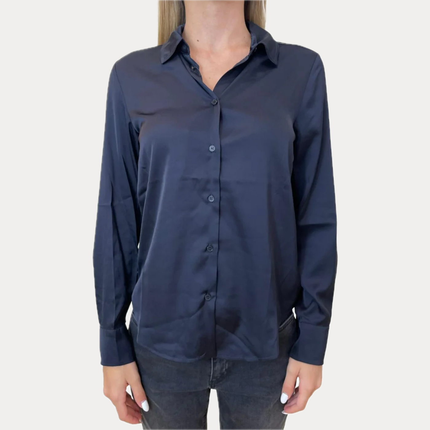 EMME MARELLA - CAMICIA DONNA BLU IN RASO LEGGERO