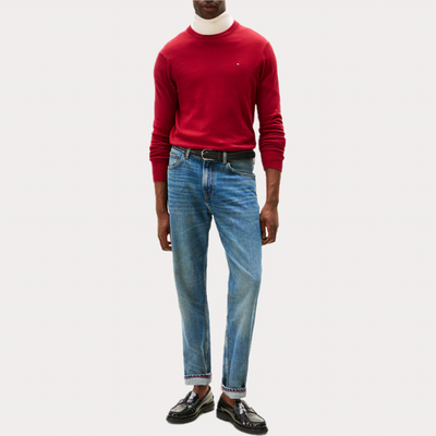 TOMMY HILFIGER - MAGLIA UOMO ROSSA GIROCOLLO IN MISTO CASHMERE