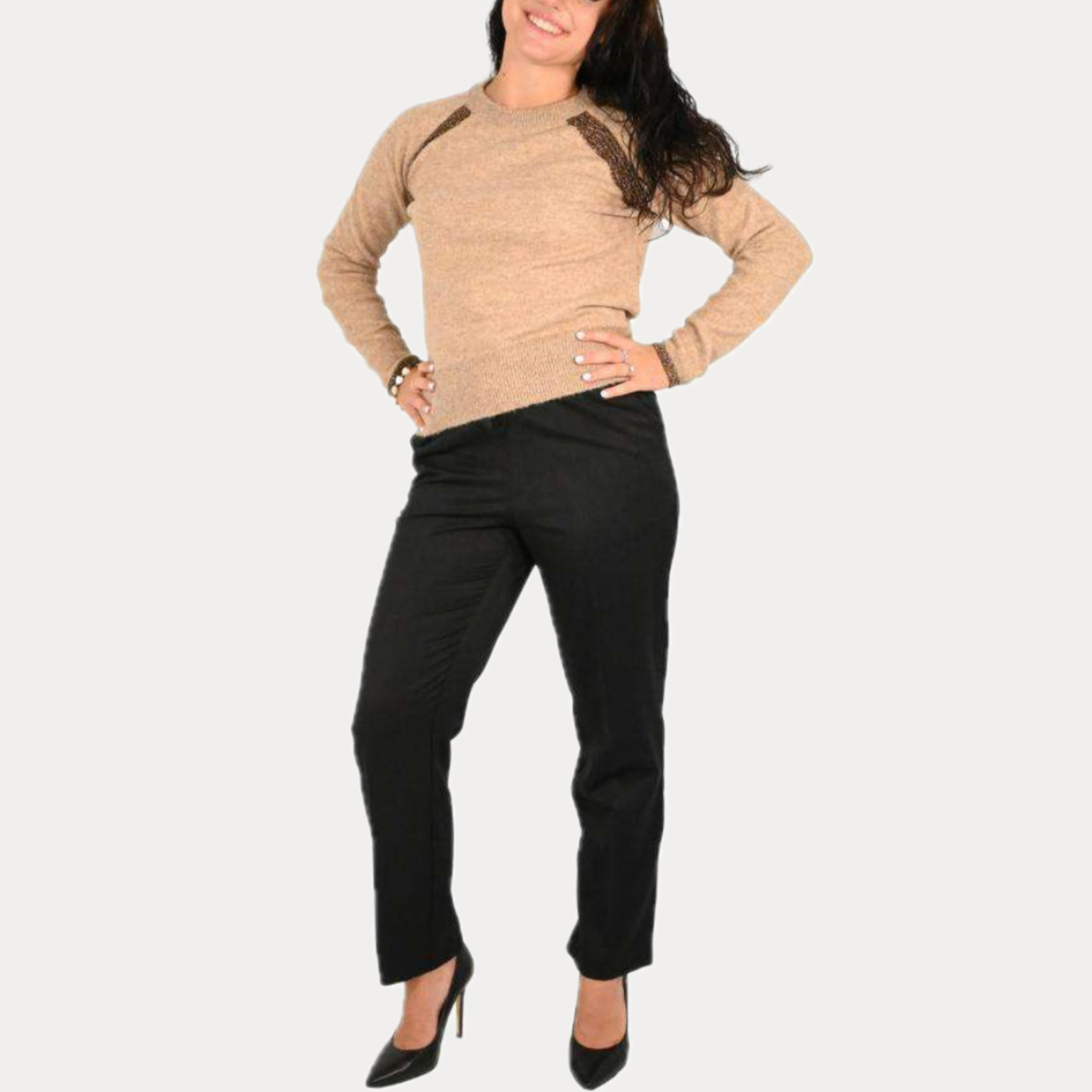 MARK UP - GIROCOLLO DONNA CAMMELLO CON INSERTI LUREX