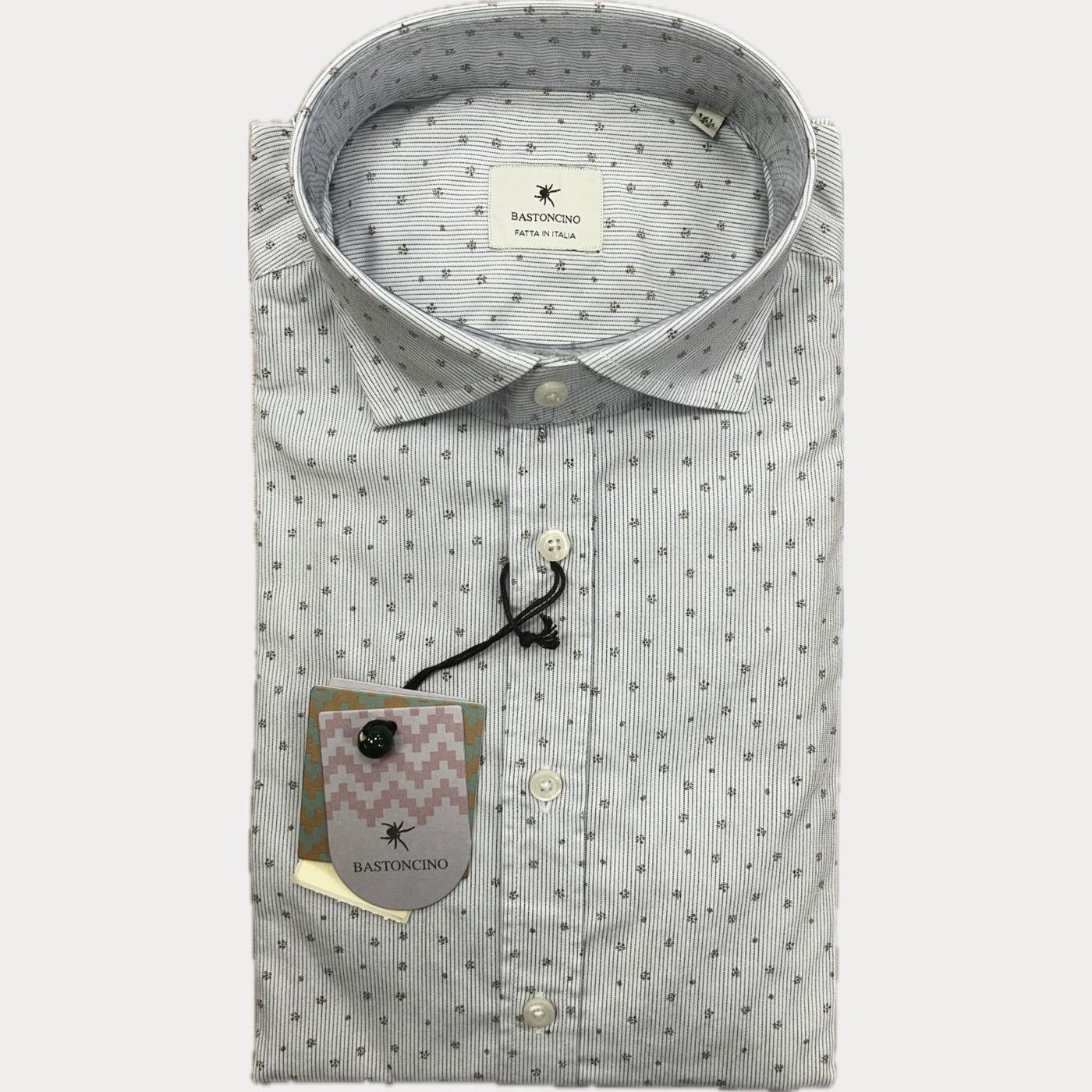 BASTONCINO - CAMICIA UOMO IN COTONE CON FANTASIA FIORELLINO