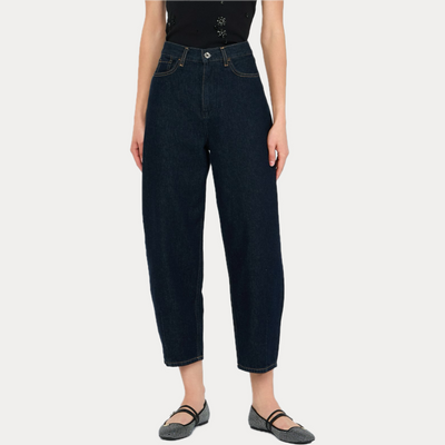 LIUJO - JEANS DONNA BLU SCURO CROPPED A VITA ALTA