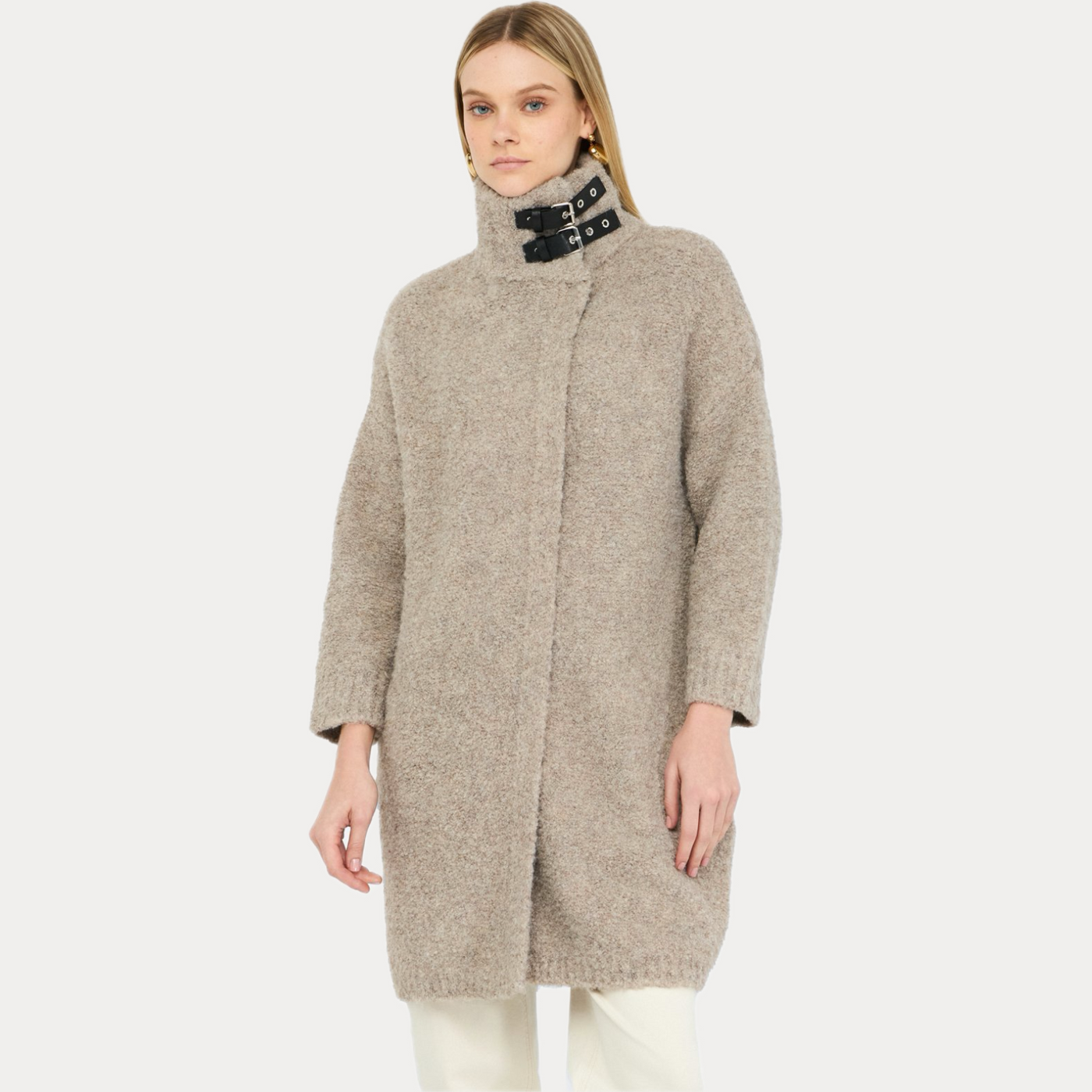 LIUJO - CAPPOTTO DONNA BEIGE IN LANA BOUCLE'