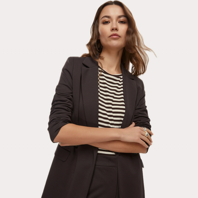 EMME MARELLA - GIACCA DONNA TESTA DI MORO DOPPIOPETTO IN JERSEY STRETCH