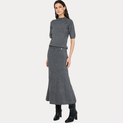 LIUJO - MAGLIA DONNA GRIGIA CON MICRO-PAILLETTES