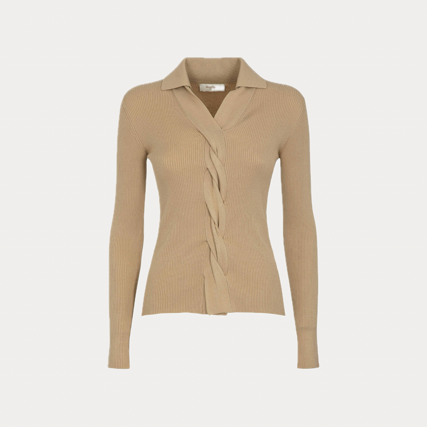 MARK UP - POLO DONNA BEIGE A COSTE CON TRECCIA