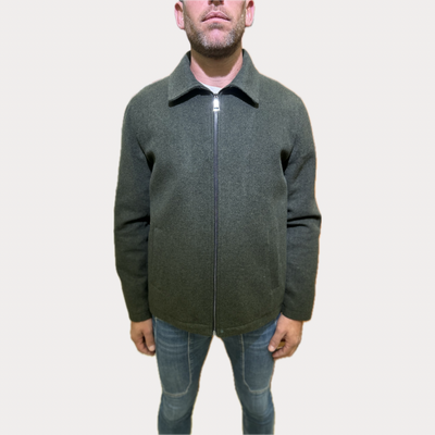 RENAVINE - GIUBBOTTO UOMO MILITARE CON ZIP IN MISTO LANA