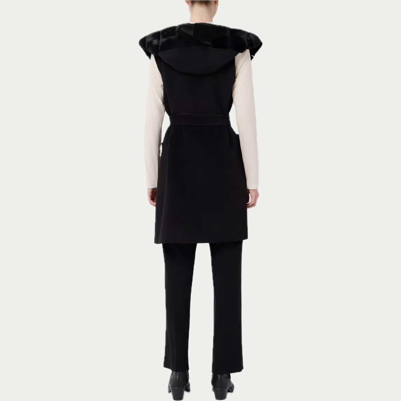 EMME MARELLA - GILET DONNA NERO CON CINTURA