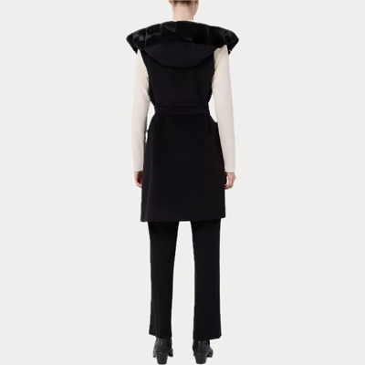 EMME MARELLA - GILET DONNA NERO CON CINTURA