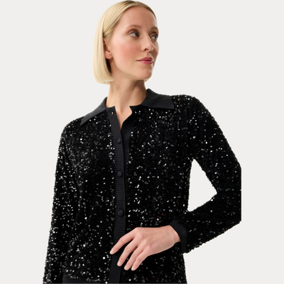 LEO & UGO - CARDIGAN DONNA NERO IN PAILLETTES