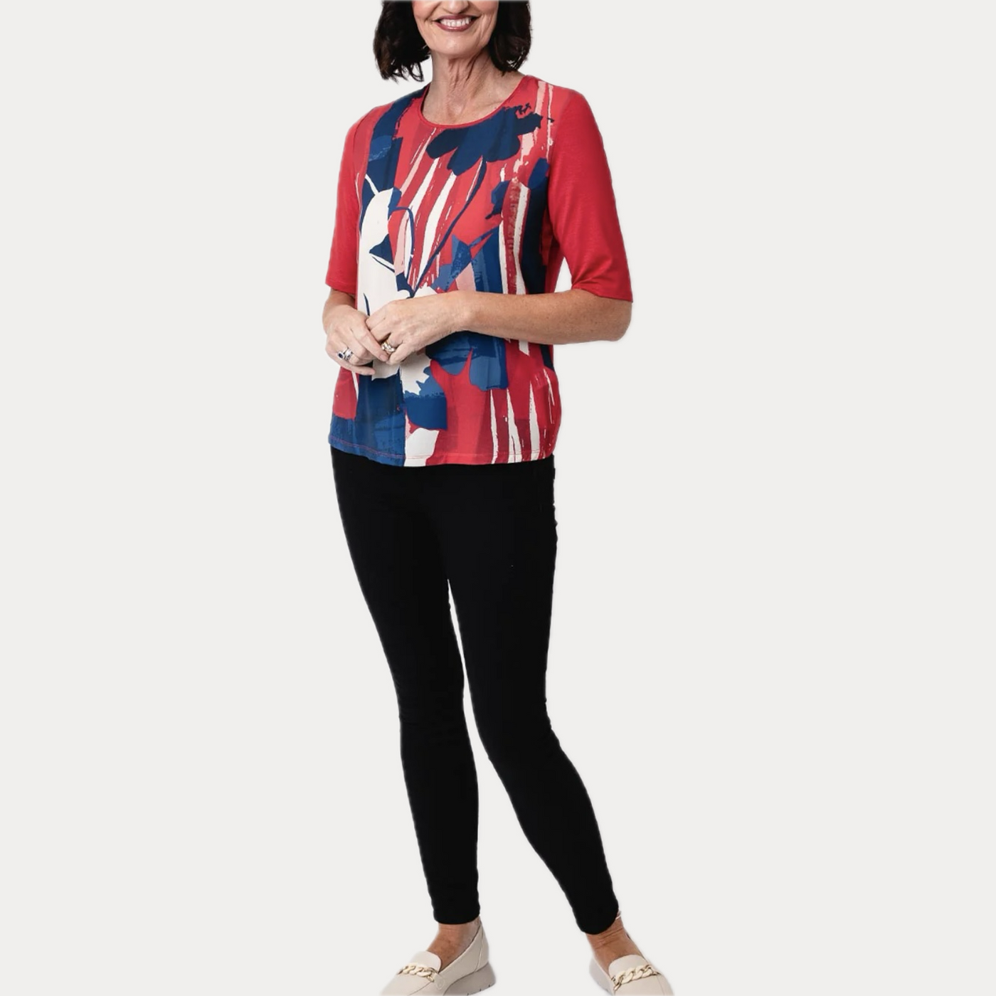 BARBARA LEBEK - BLUSA DONNA ROSSA CON STAMPA ASTRATTA